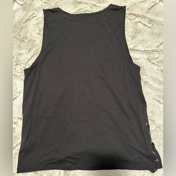 Michael Kors Black Lace-Up Sleeveless Top with Grommet Detail - Picture 9 of 10